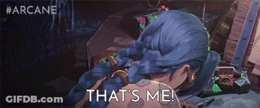 A Cartoon Of A Girl With Blue Hair And The Words That 'S Me On The Bottom GIF