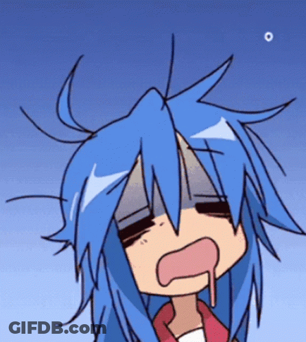 A Cartoon Of A Girl With Blue Hair Making A Face GIF