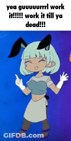 Girl With Bunny Ears Saying Work It GIF