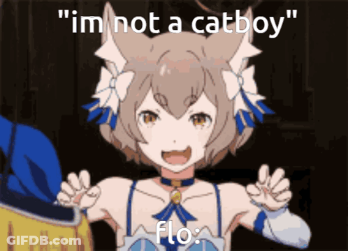 A Cartoon Of A Girl With Cat Ears Saying " Im Not A Catboy " GIF