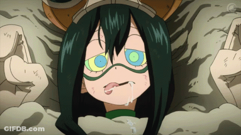 A Cartoon Of A Girl With Green Hair And A Snake Eye GIF