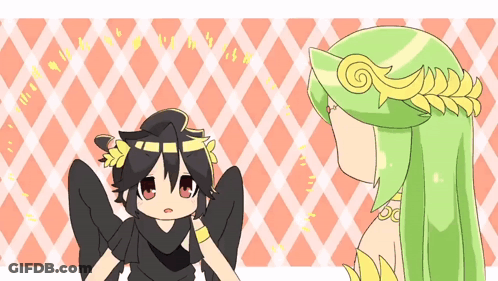 A Cartoon Of A Girl With Green Hair Standing Next To A Girl With Black Hair GIF