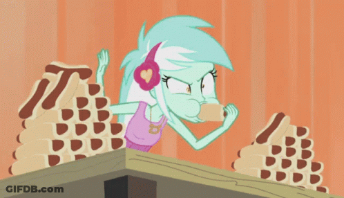 A Cartoon Of A Girl With Headphones Eating A Cookie GIF