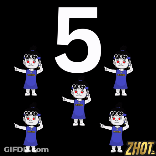A Cartoon Of A Girl With Hearts On Her Eyes And The Number 5 In The Background GIF