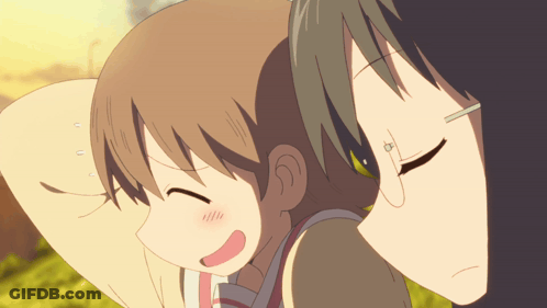 A Cartoon Of A Girl With Her Eyes Closed And A Girl With Her Eyes Open GIF