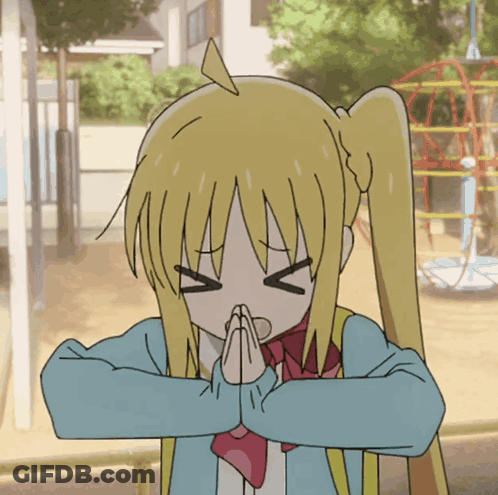 A Cartoon Of A Girl With Her Eyes Closed And Her Hands Folded GIF