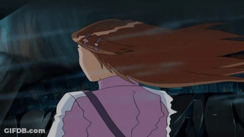 A Cartoon Of A Girl With Her Hair Blowing In The Wind Making A Funny Face GIF
