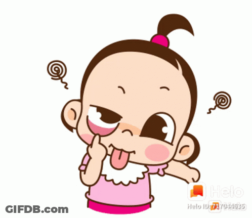 A Cartoon Of A Girl With Her Tongue Out GIF