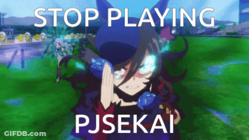 A Cartoon Of A Girl With Horns And The Words Stop Playing Pjsekai GIF