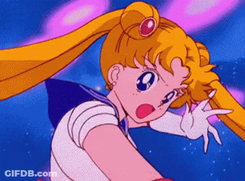 A Cartoon Of A Girl With Long Blonde Hair And A Ponytail . GIF