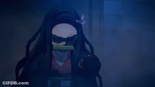 A Cartoon Of A Girl With Long Hair And A Mask GIF