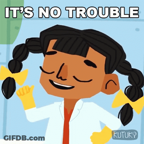 Girl With Pigtails Saying It's No Trouble GIF