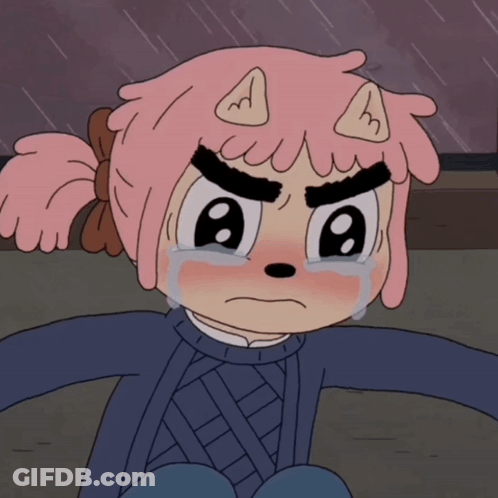 A Cartoon Of A Girl With Pink Hair And Cat Ears GIF