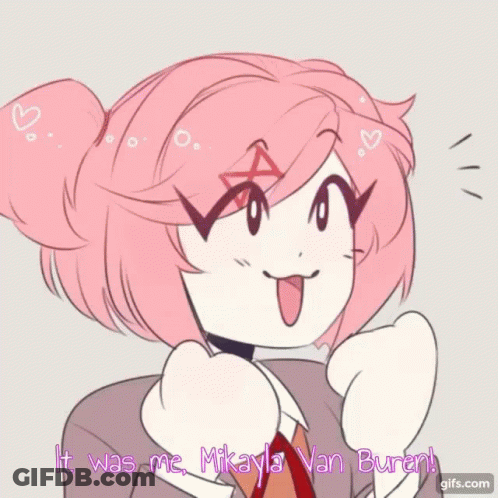 A Cartoon Of A Girl With Pink Hair And The Words It Was Me Mikayla Van Buren GIF