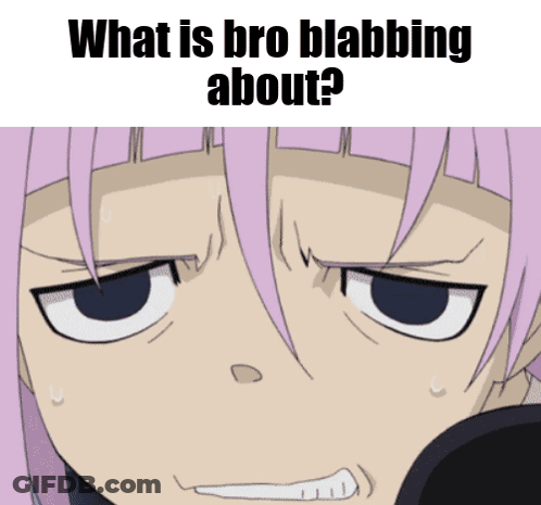 A Cartoon Of A Girl With Pink Hair And The Words " What Is Bro Blabbing About " GIF