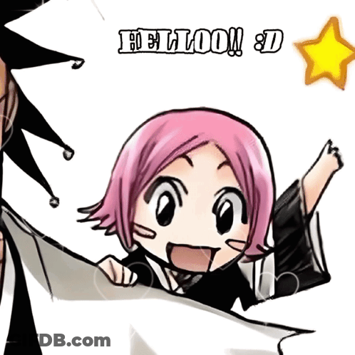 A Cartoon Of A Girl With Pink Hair Says Hellooo GIF