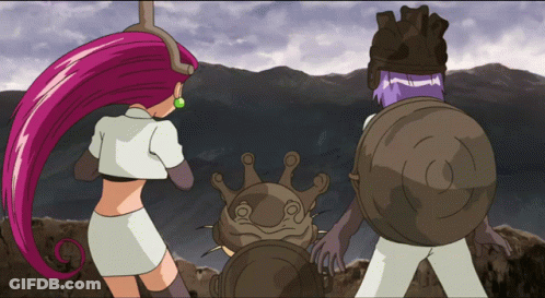 A Cartoon Of A Girl With Pink Hair Standing Next To Another Girl With Purple Hair GIF