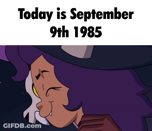 Cartoon Girl With Purple Hair And Skull Date September 9 1985 GIF