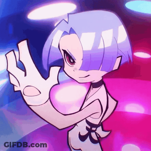 A Cartoon Of A Girl With Purple Hair And A White Glove GIF
