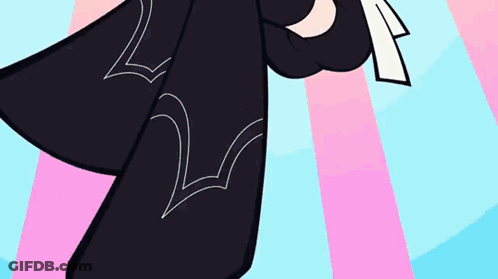 A Cartoon Of A Girl With Purple Hair And Blue Eyes GIF