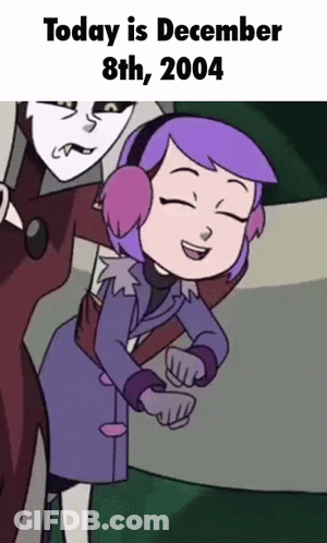 Girl With Purple Hair And Ear Muffs December 8Th 2004 GIF