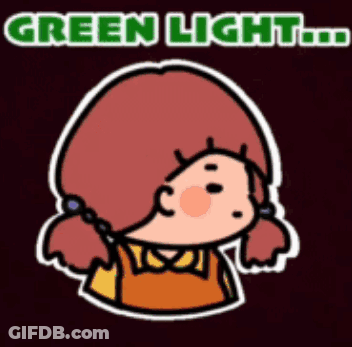 A Cartoon Of A Girl With Red Hair And The Words Green Light GIF