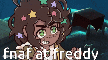 A Cartoon Of A Girl With Stars In Her Hair And The Words Fnaf At Freddy On The Bottom GIF