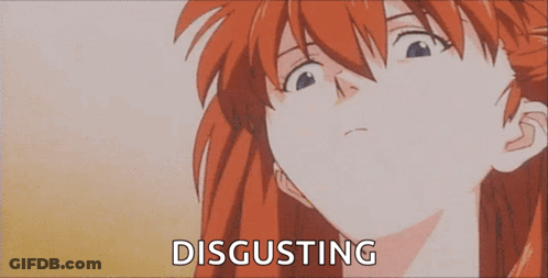 A Cartoon Of A Girl With The Word Disgusting On The Bottom Right GIF
