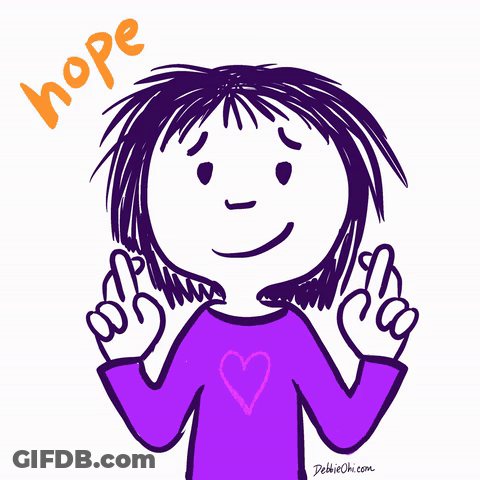 A Cartoon Of A Girl With The Word Hope Above Her Head GIF