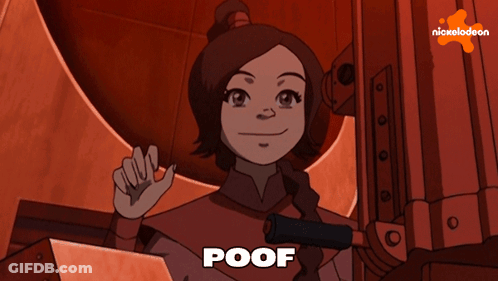 A Cartoon Of A Girl With The Word Poof On The Bottom Right GIF