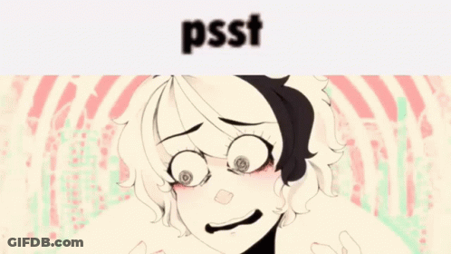 A Cartoon Of A Girl With The Word Psst On The Bottom GIF