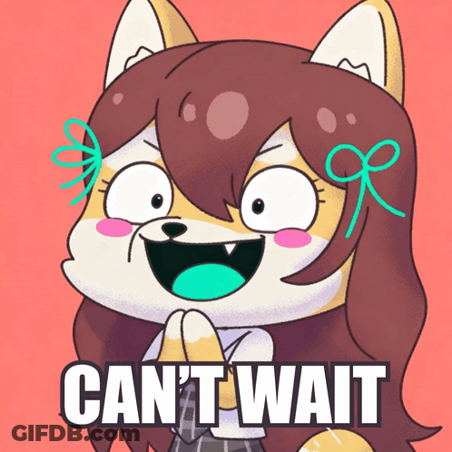 A Cartoon Of A Girl With The Words " Can T Wait " GIF