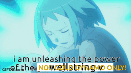A Cartoon Of A Girl With The Words " I Am Unleashing The Power Of The Worlds Dynamo Only " GIF