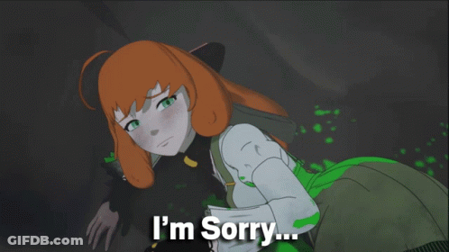 A Cartoon Of A Girl With The Words I 'M Sorry Written Below Her GIF