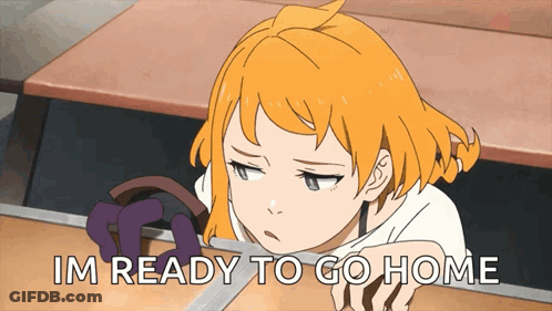 A Cartoon Of A Girl With The Words Im Ready To Go Home GIF