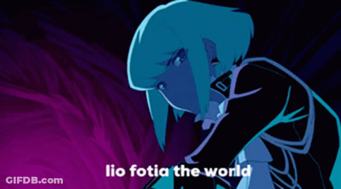 A Cartoon Of A Girl With The Words Lio Fotia The World On The Bottom GIF