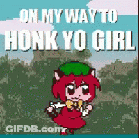 A Cartoon Of A Girl With The Words On My Way To Honk Yo Girl Behind Her GIF