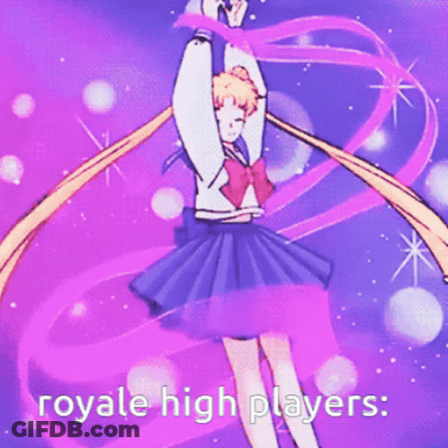 A Cartoon Of A Girl With The Words Royale High Players GIF
