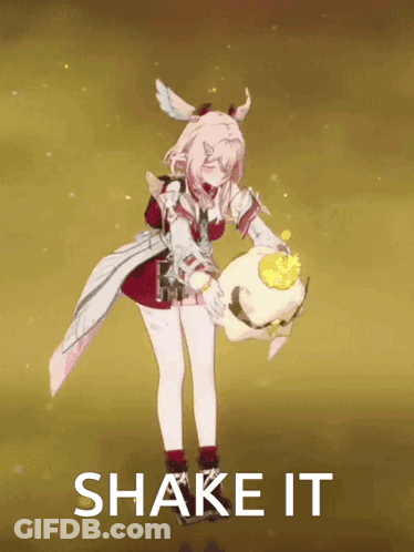 A Cartoon Of A Girl With The Words Shake It Written Below Her GIF