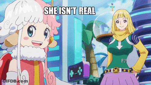 Cartoon Girl With She Isn T Real Text GIF