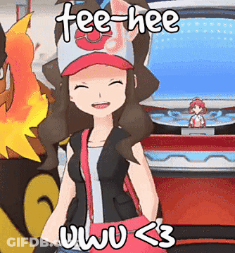 A Cartoon Of A Girl With The Words Tee-Hee Written On It GIF