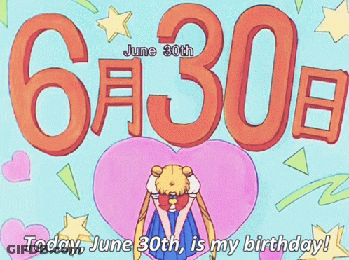 A Cartoon Of A Girl With The Words Today June 30Th Is My Birthday On The Bottom GIF