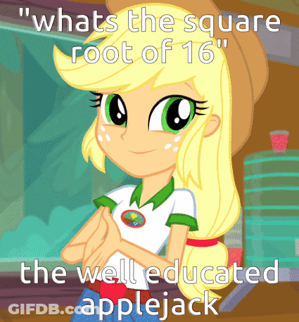 A Cartoon Of A Girl With The Words " Whats The Square Root Of 16 " GIF