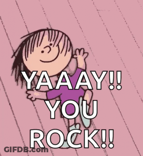 A Cartoon Of A Girl With The Words Yaaay You Rock GIF