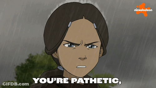 A Cartoon Of A Girl With The Words You 'Re Pathetic On The Bottom GIF