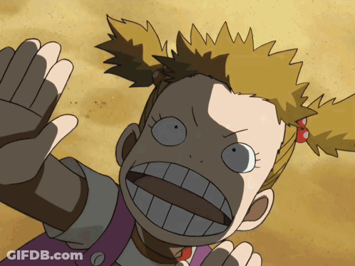 A Cartoon Of A Girl With Two Pigtails Making A Surprised Face GIF