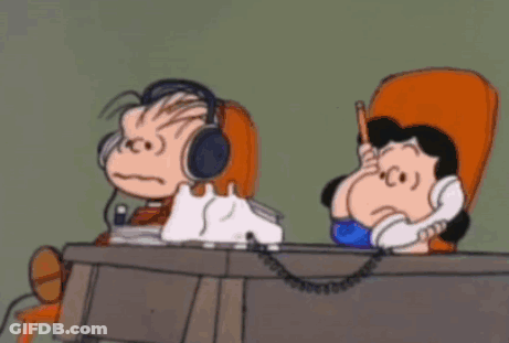 A Cartoon Of A Girl Yelling At A Man On A Telephone GIF