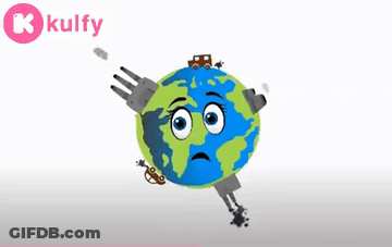A Cartoon Of A Globe With A Sad Face And The Words Kulfy In The Corner GIF