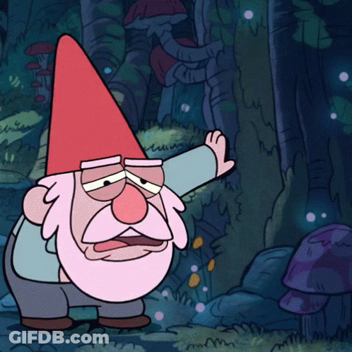 A Cartoon Of A Gnome With A Red Hat GIF