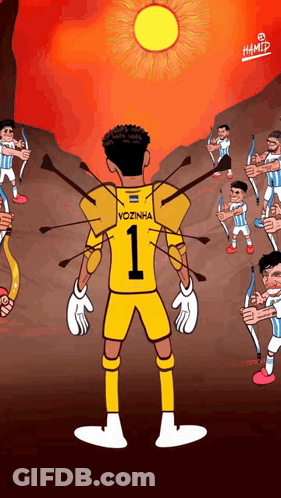 A Cartoon Of A Goalie With The Number 1 On His Back GIF